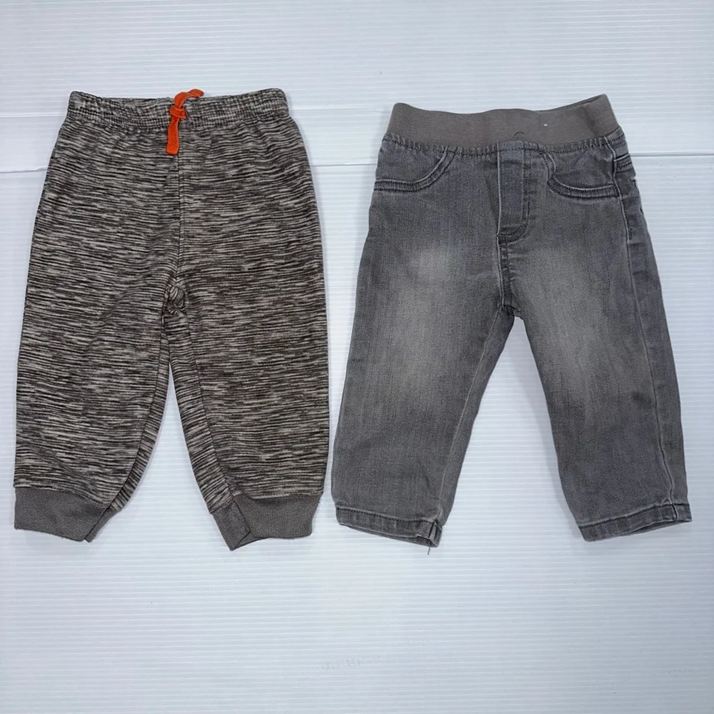 Lot of 2 Baby Boy Bottoms Garanimals Carter's Grey Casual Pants 12 Months